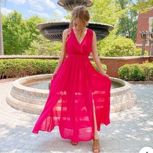 Pink maxi dress wedding guest dress